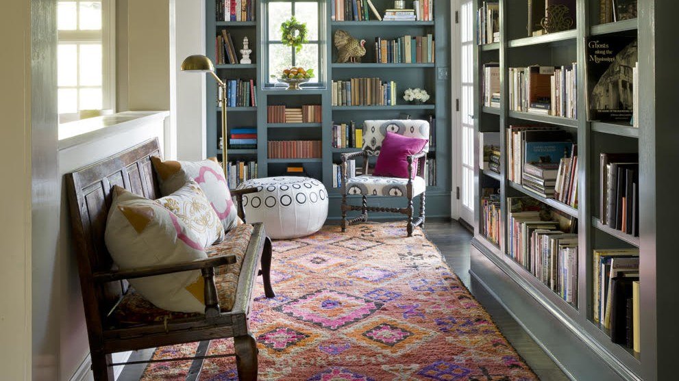 Jane Molster  is a big fan of color (obviously) and really brings it to this reading room.